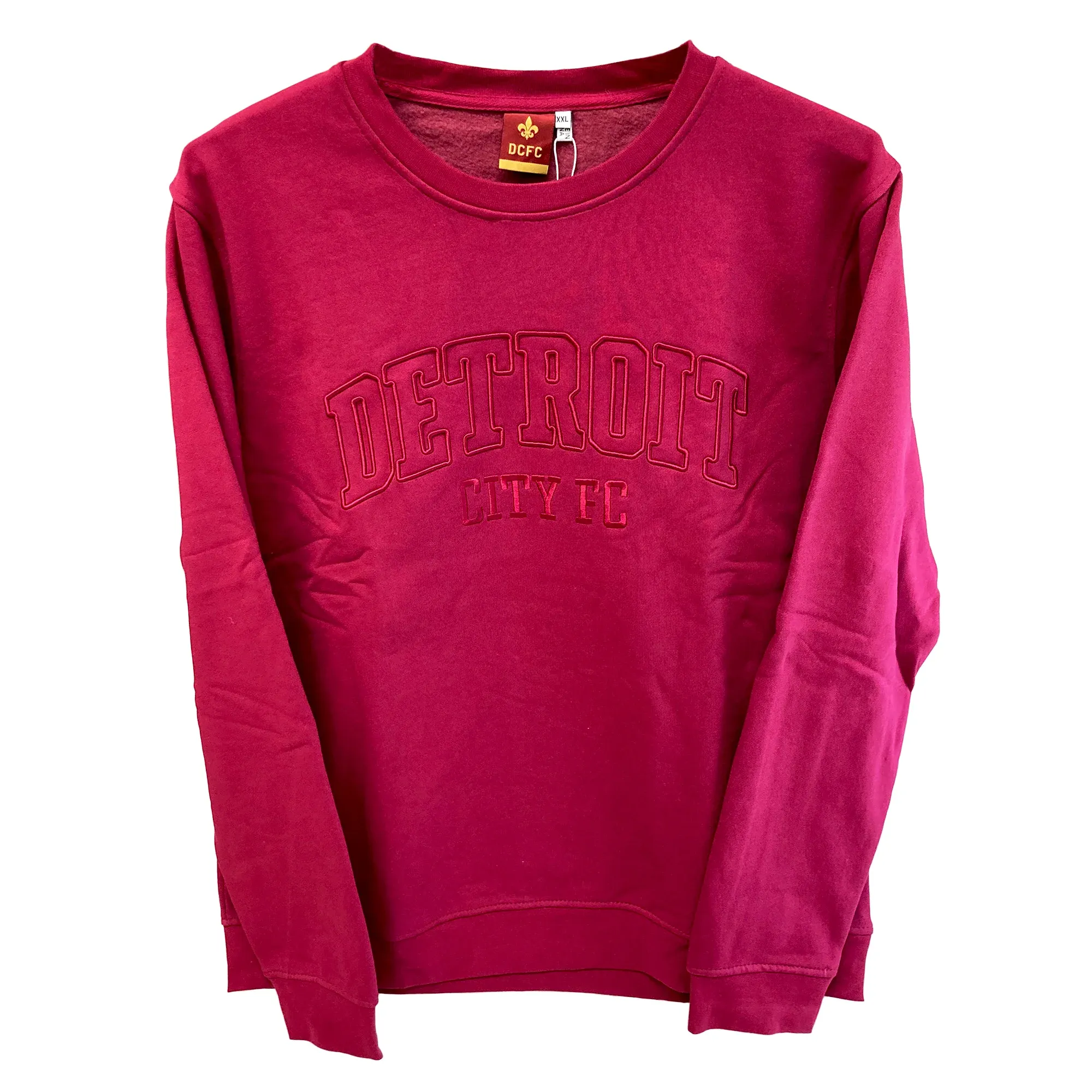 Tonal 3D Embroidered Crew Neck- Maroon