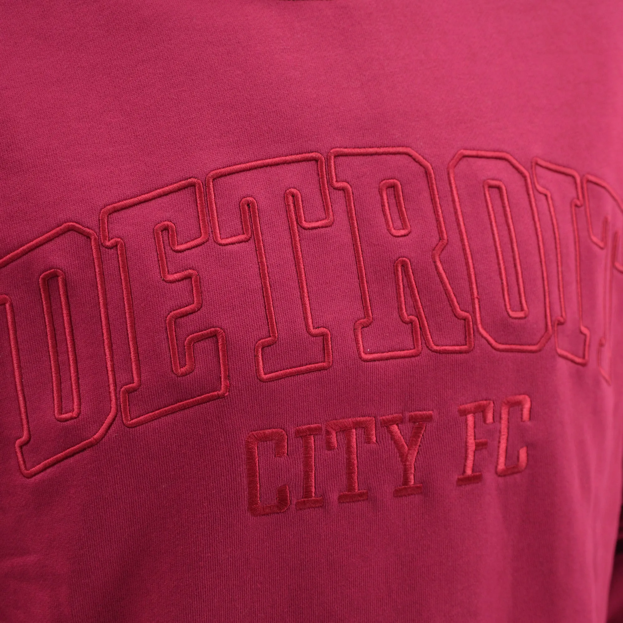 Tonal 3D Embroidered Crew Neck- Maroon