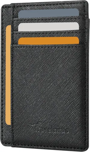 Travelambo Front Pocket Minimalist Leather Slim Wallet RFID Blocking Medium Size