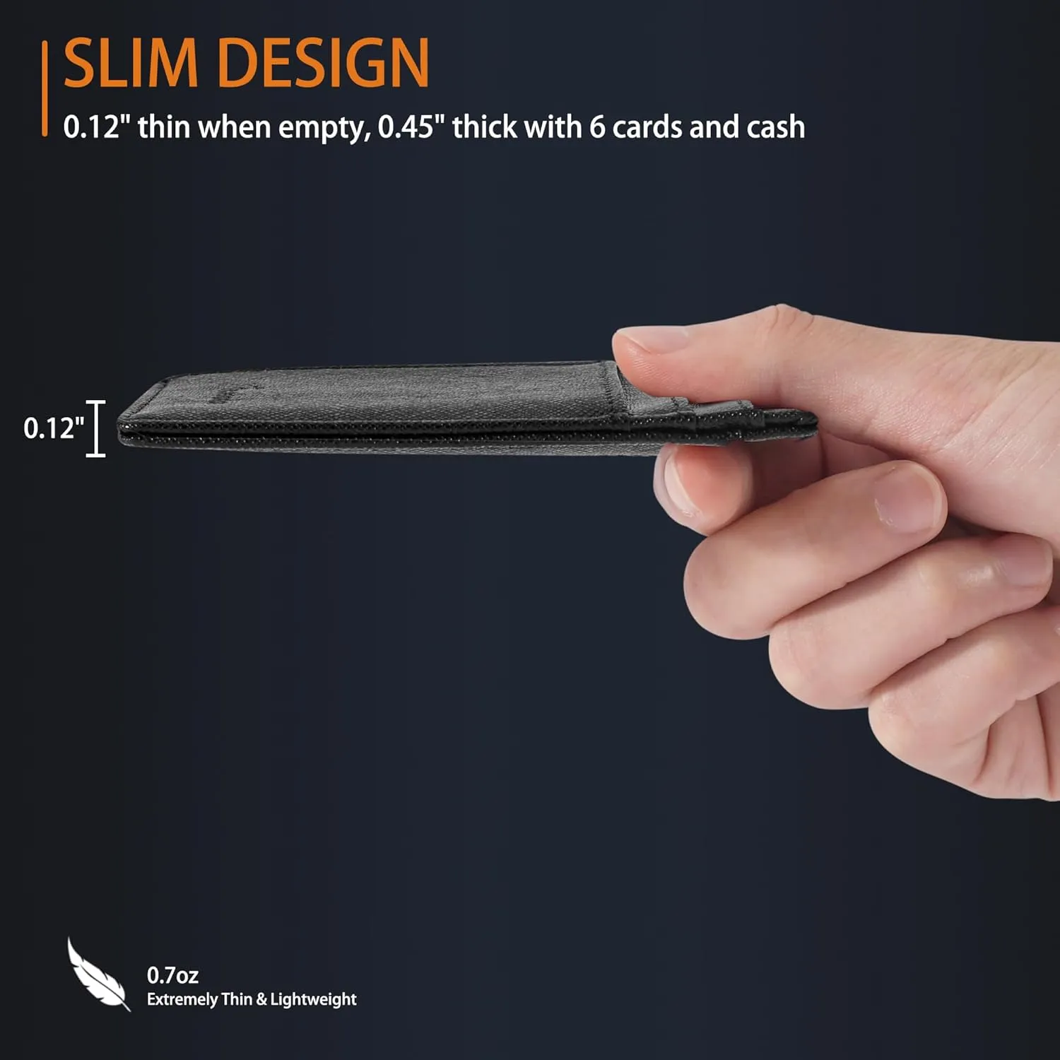 Travelambo Front Pocket Minimalist Leather Slim Wallet RFID Blocking Medium Size