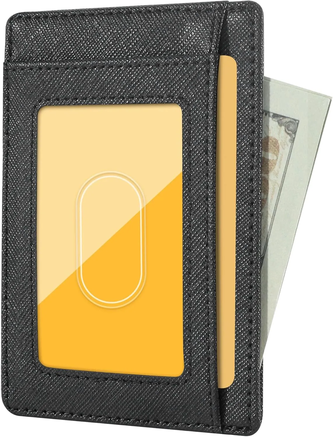 Travelambo Front Pocket Minimalist Leather Slim Wallet RFID Blocking Medium Size