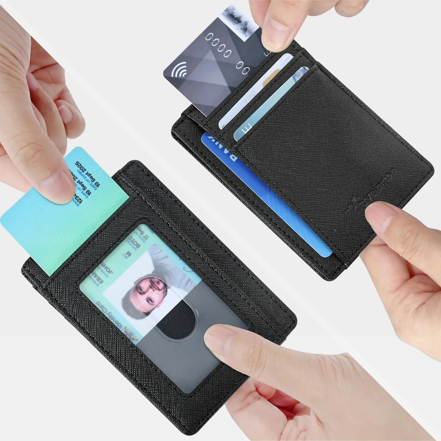 Travelambo Front Pocket Minimalist Leather Slim Wallet RFID Blocking Medium Size