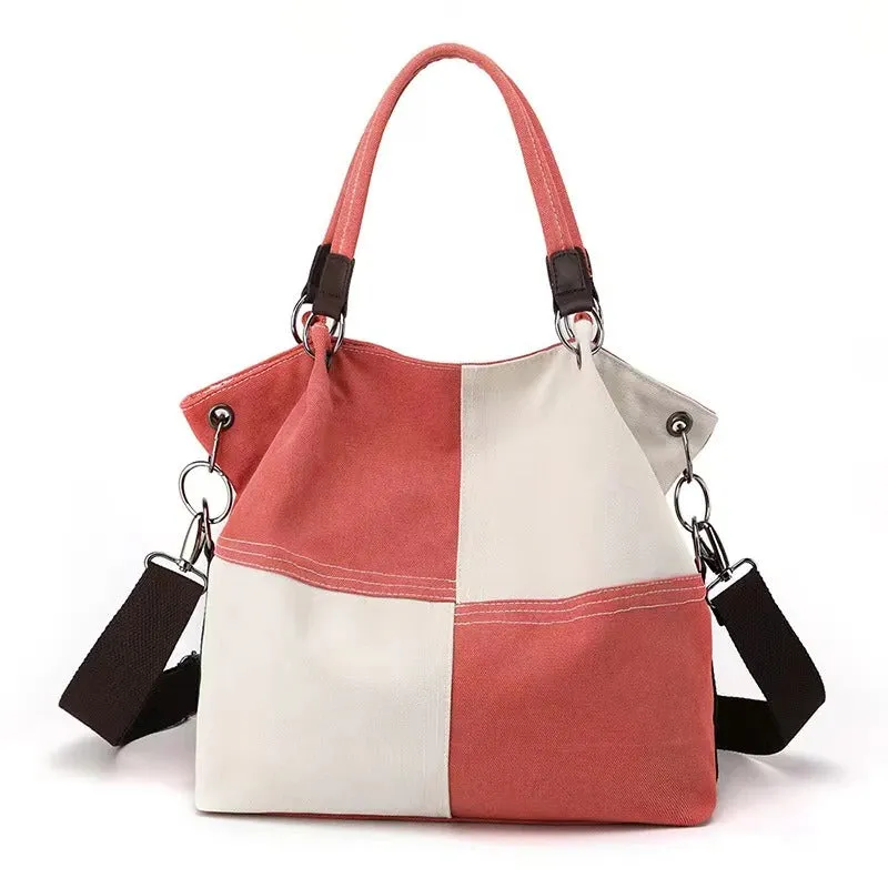 Two-toned Patchwork Stylish Oversized Tote Handbags