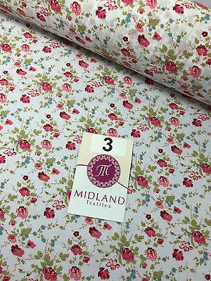 Vinatge Floral poly cotton print dress craft fabric 44" Wide M353 Mtex