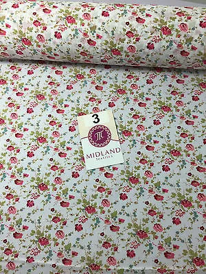 Vinatge Floral poly cotton print dress craft fabric 44" Wide M353 Mtex
