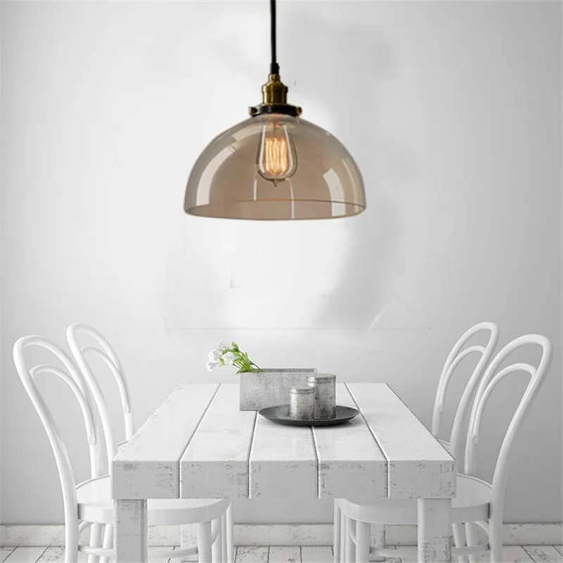 Vintage Amber Dome Pendant Light