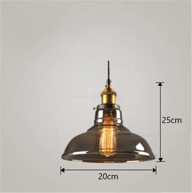 Vintage Amber Dome Pendant Light