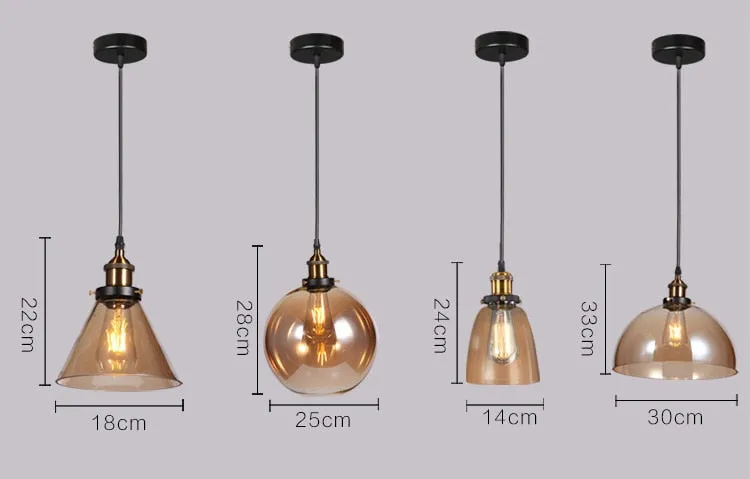 Vintage Amber Dome Pendant Light