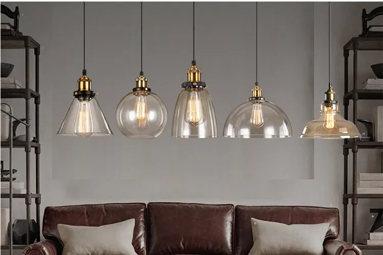 Vintage Amber Dome Pendant Light