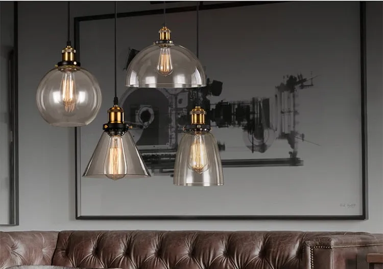 Vintage Amber Dome Pendant Light
