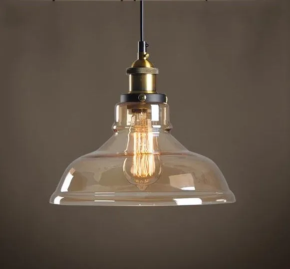 Vintage Amber Dome Pendant Light