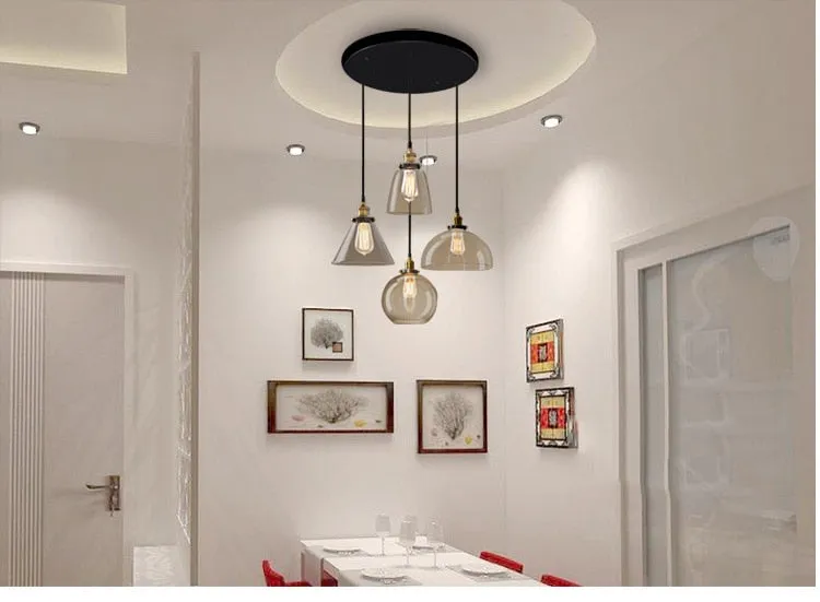 Vintage Amber Dome Pendant Light