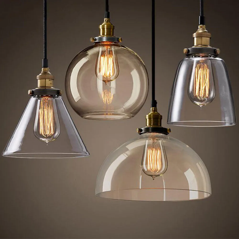 Vintage Amber Dome Pendant Light