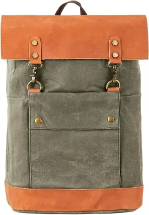Vintage Waterproof Waxed Canvas Leather Backpack for Men Women 15.6" laptop Travel Rucksack