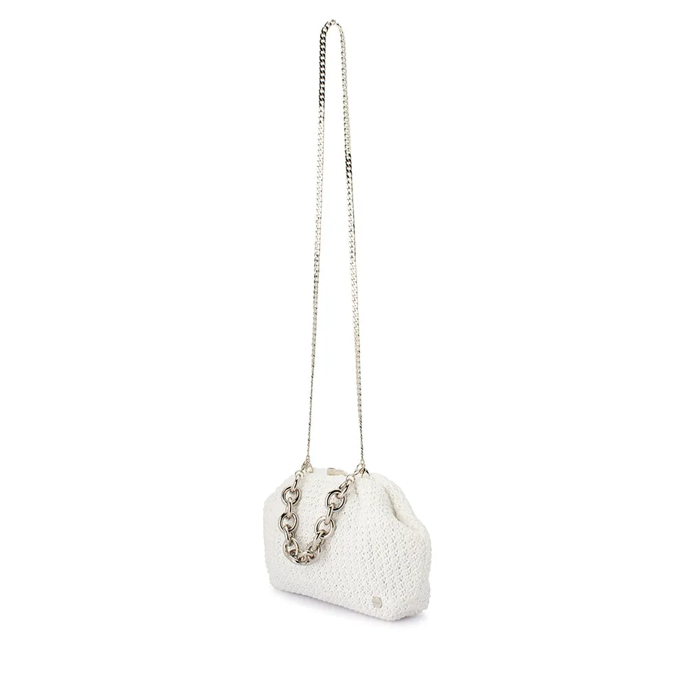 Vivian Soft Gathered Clutch in White