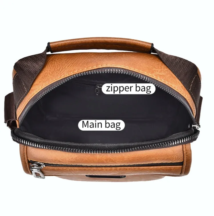 WEIXIER Retro Men Small Satchel Bag PU Shoulder Bag Commuter Messenger Bag(Light Brown)