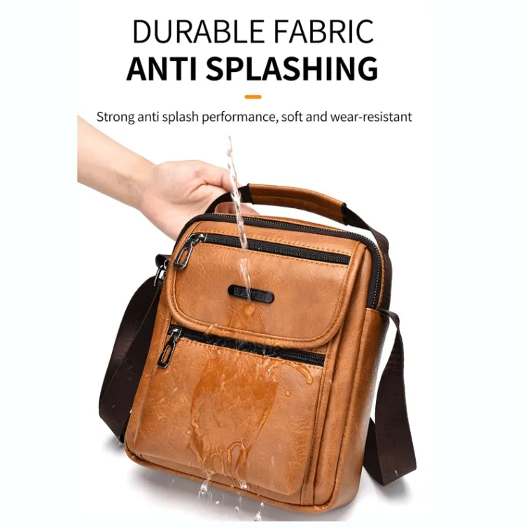 WEIXIER Retro Men Small Satchel Bag PU Shoulder Bag Commuter Messenger Bag(Light Brown)