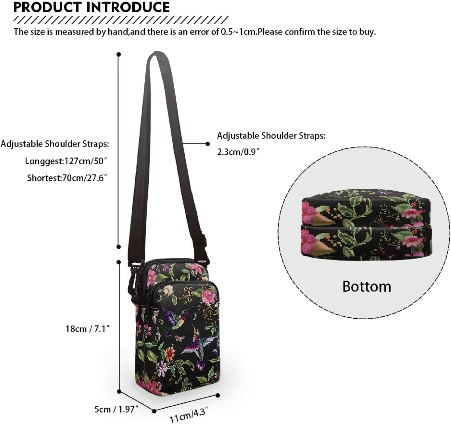 WELLFLYHOM Mini Crossbody Bag Phone Purses Wallet for Women Canvas Messenger Pouch