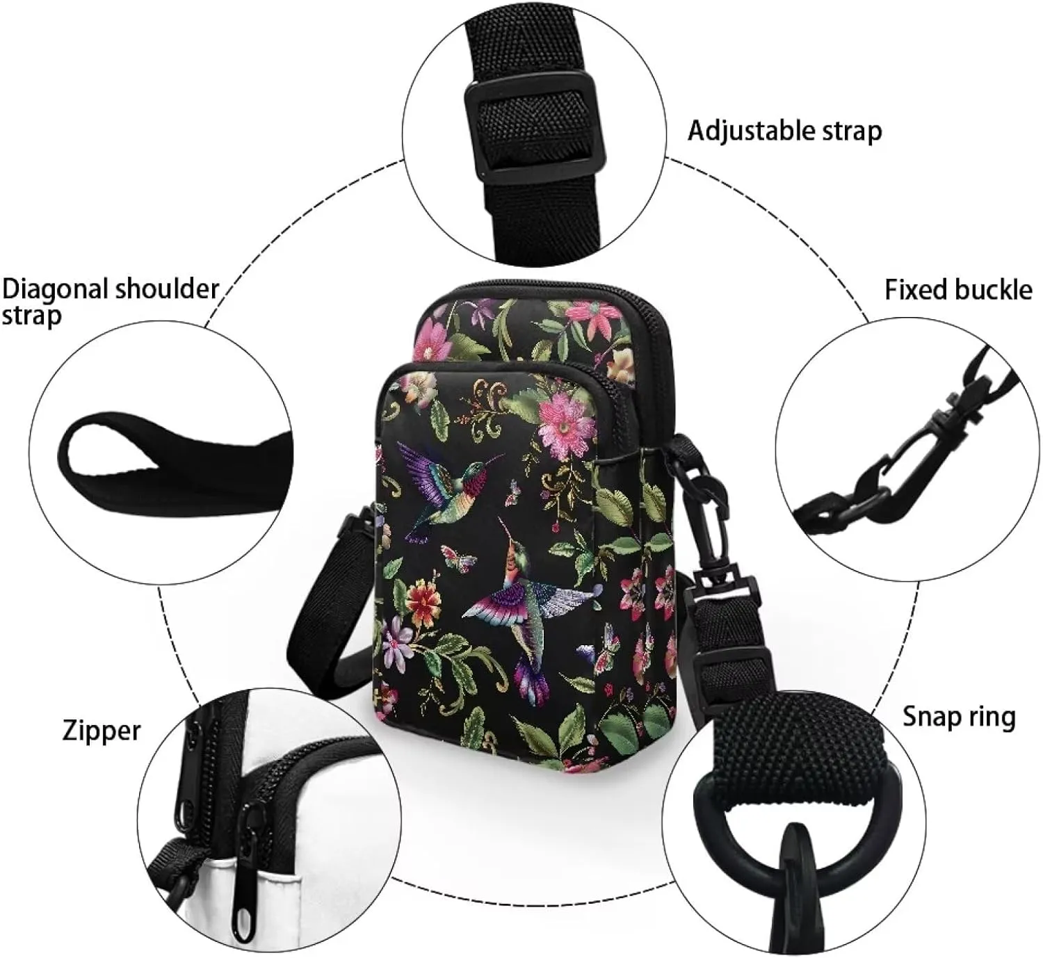 WELLFLYHOM Mini Crossbody Bag Phone Purses Wallet for Women Canvas Messenger Pouch