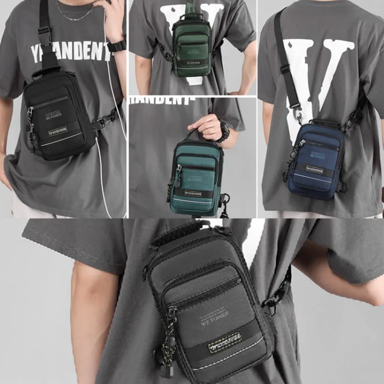 WEPOWER Men Chest Bag Outdoor Shoulder Messengers Bag With USB Charging Port Sports Small Bag(Gray Green)