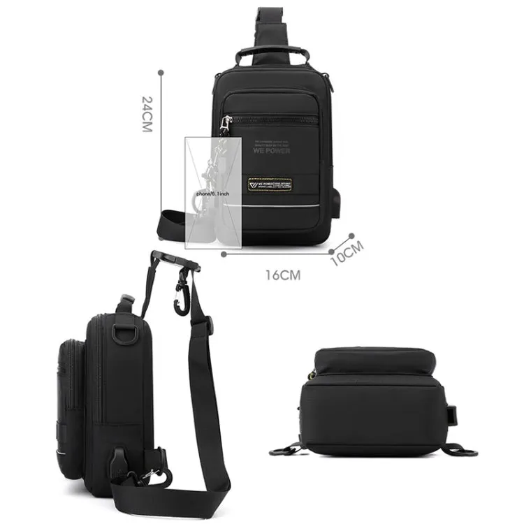 WEPOWER Men Chest Bag Outdoor Shoulder Messengers Bag With USB Charging Port Sports Small Bag(Gray Green)