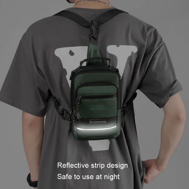 WEPOWER Men Chest Bag Outdoor Shoulder Messengers Bag With USB Charging Port Sports Small Bag(Gray Green)