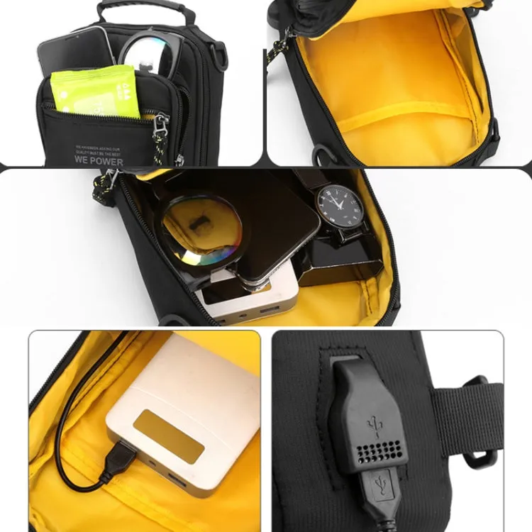 WEPOWER Men Chest Bag Outdoor Shoulder Messengers Bag With USB Charging Port Sports Small Bag(Gray Green)