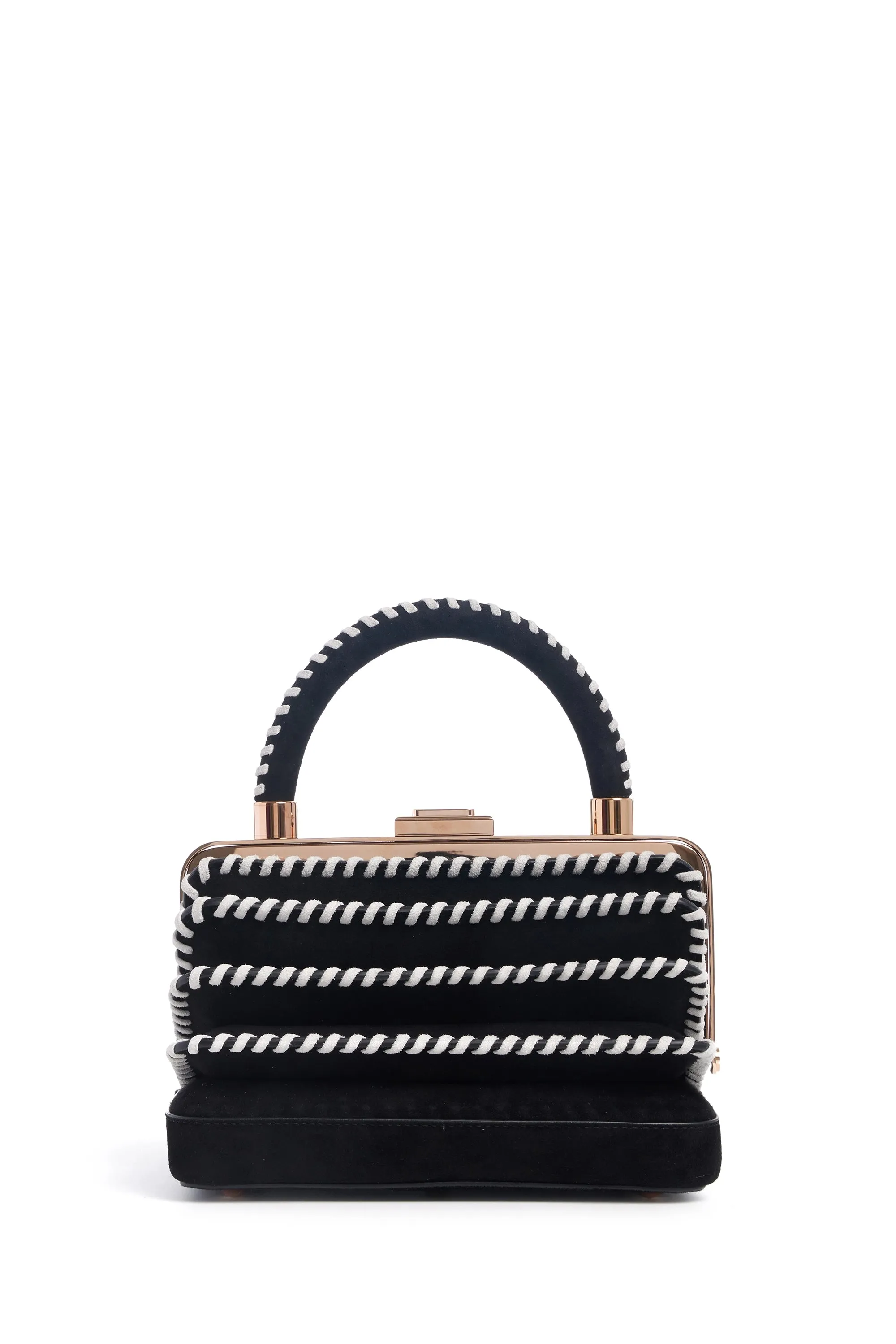 Whipstitch Diana Bag in Black Suede