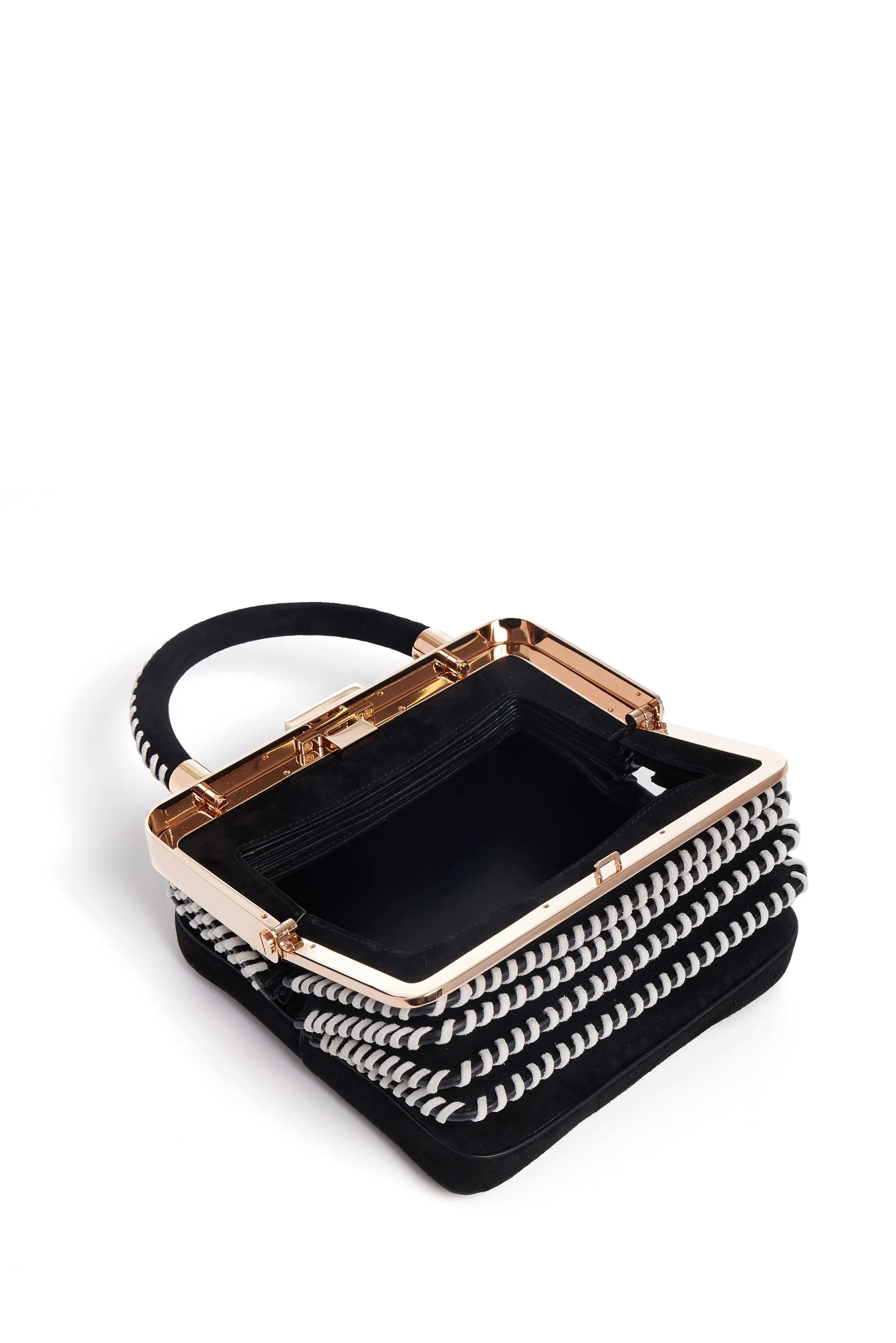 Whipstitch Diana Bag in Black Suede