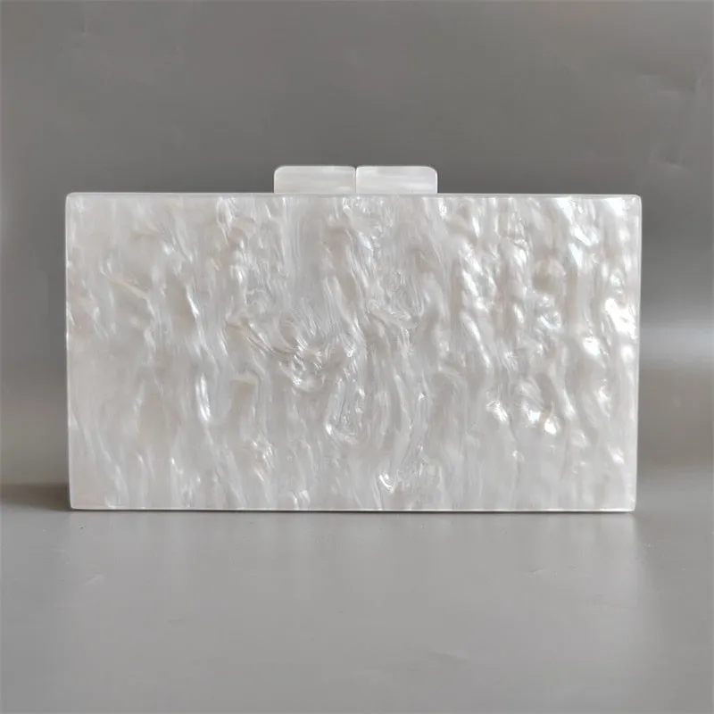White Acrylic Pearl Shell Look Luxury Bridal Clutch - Fancy Brides Purse