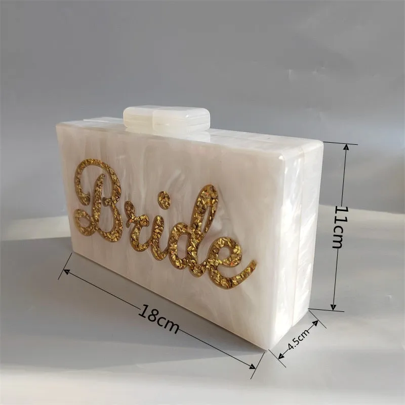 White Acrylic Pearl Shell Look Luxury Bridal Clutch - Fancy Brides Purse