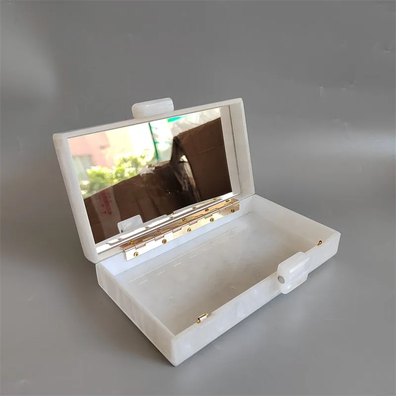 White Acrylic Pearl Shell Look Luxury Bridal Clutch - Fancy Brides Purse