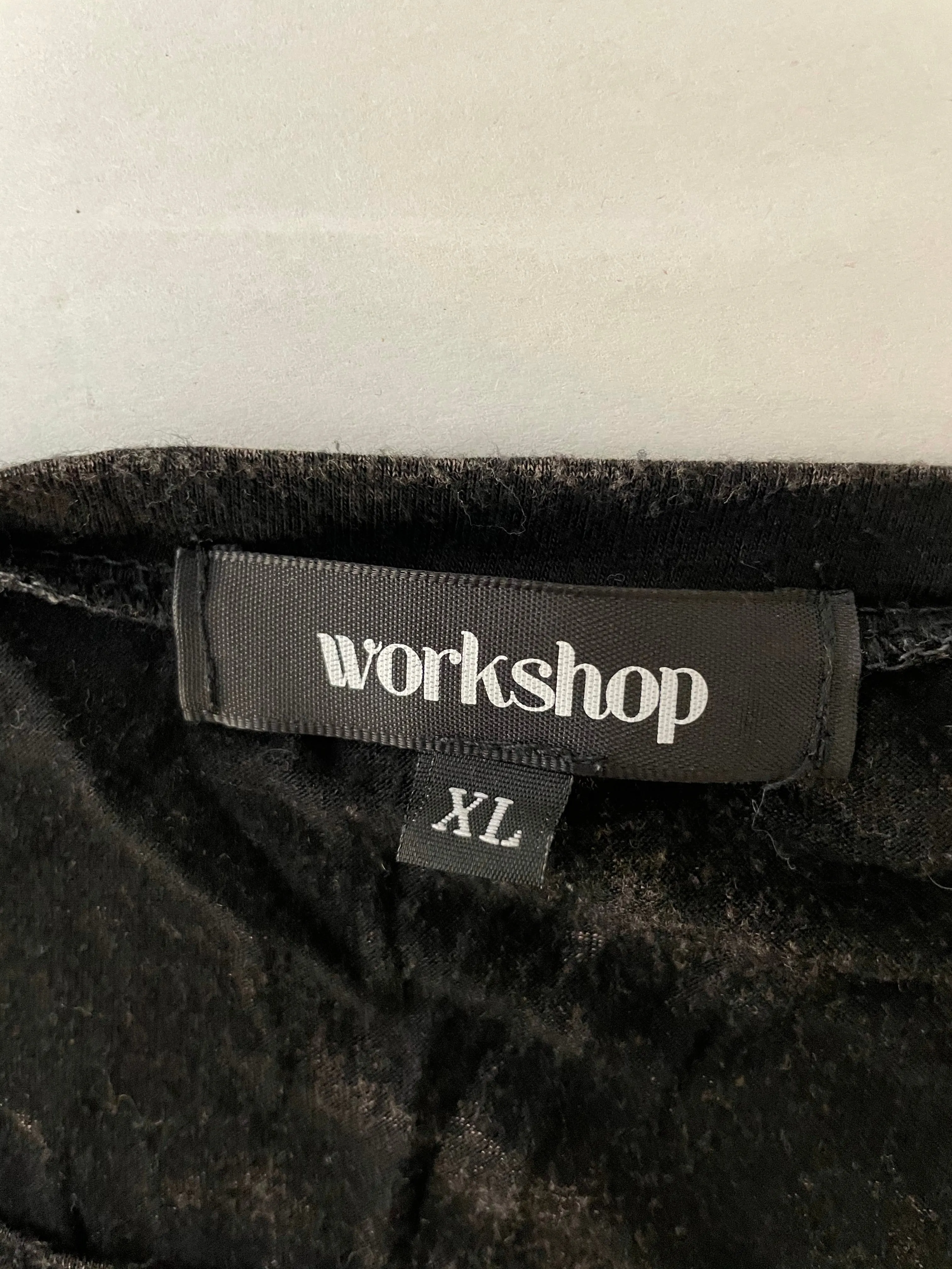 Womens XLarge Workshop LALUMIERE Faded Black Long Sleeve Top Loose Fit