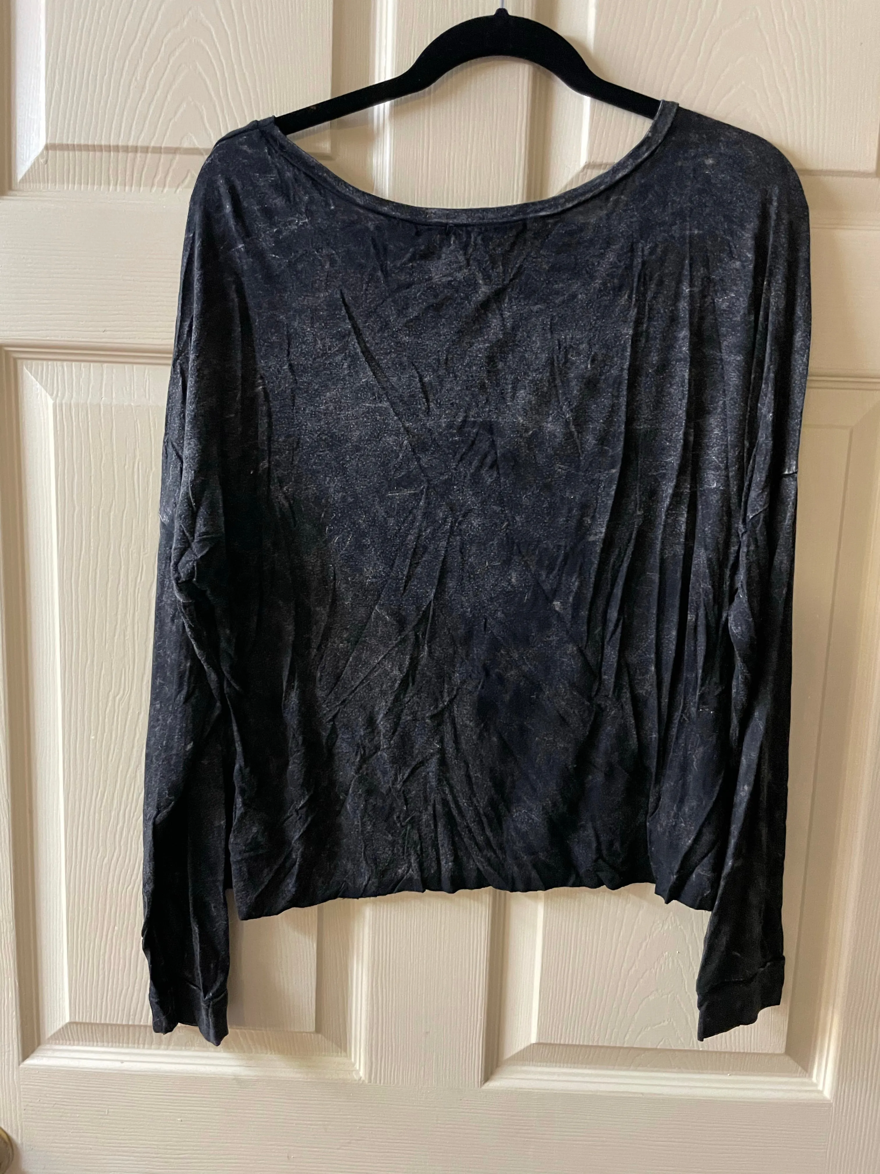 Womens XLarge Workshop LALUMIERE Faded Black Long Sleeve Top Loose Fit