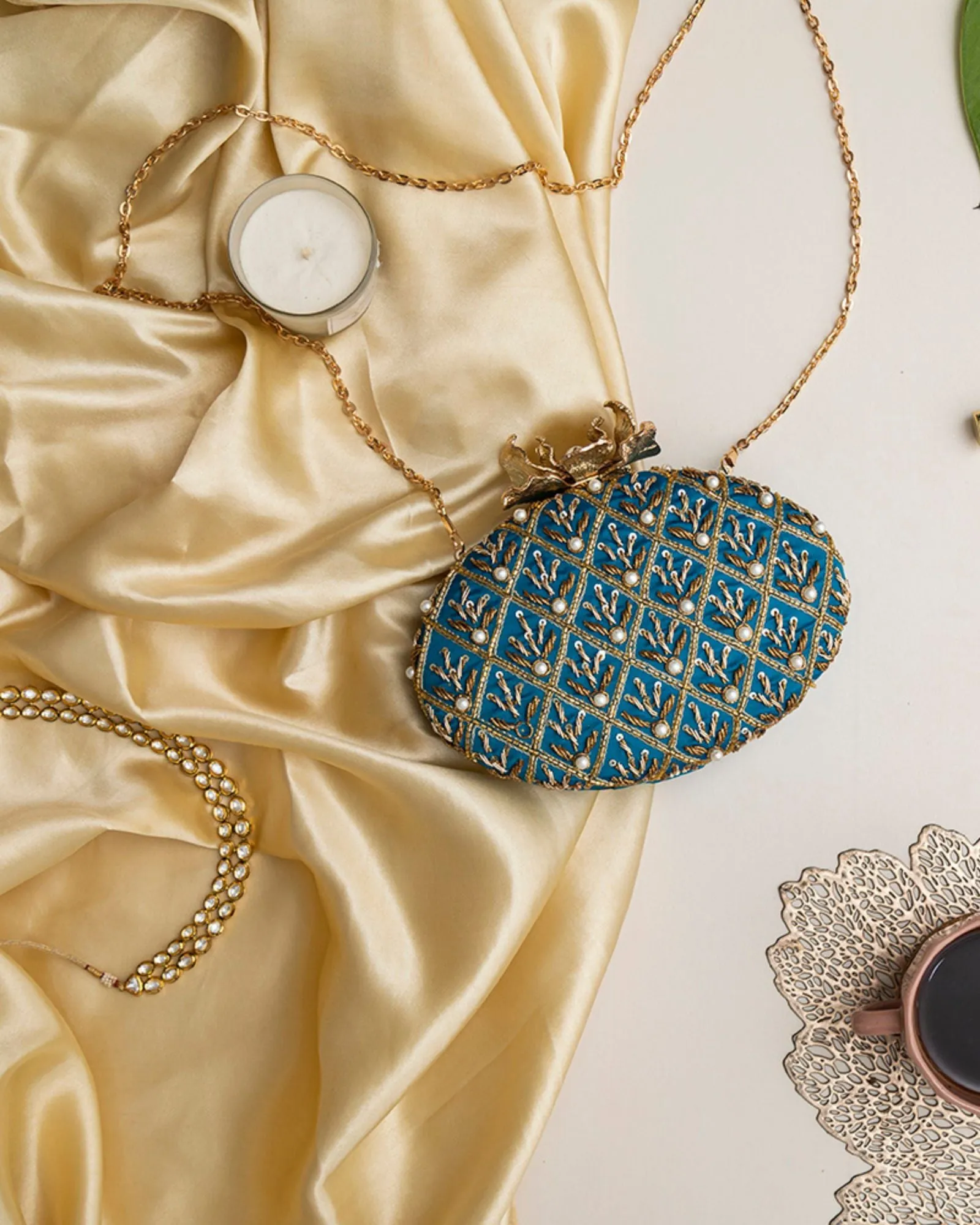 Zafraan Hand Embroidered Clutch