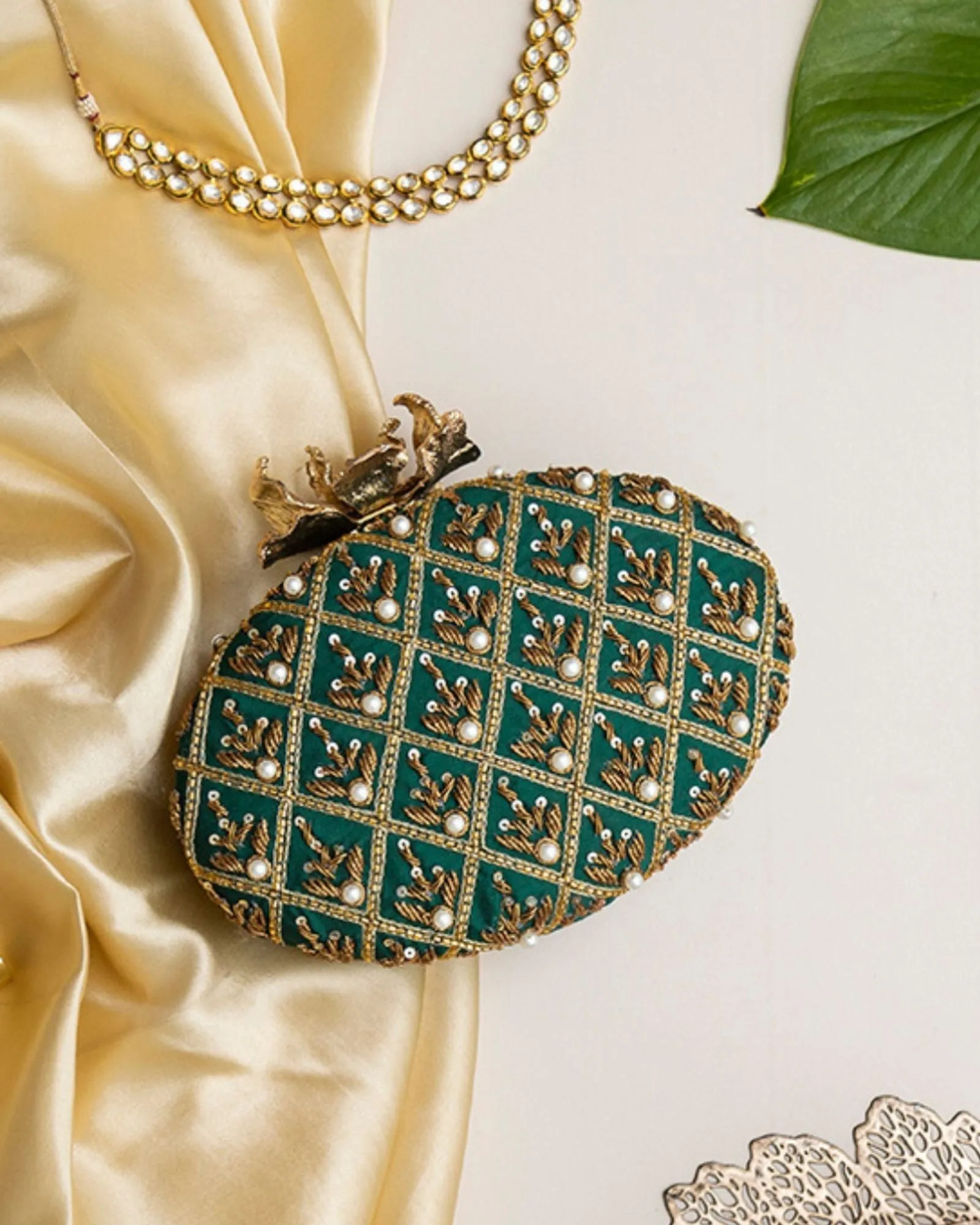 Zafraan Hand Embroidered Clutch